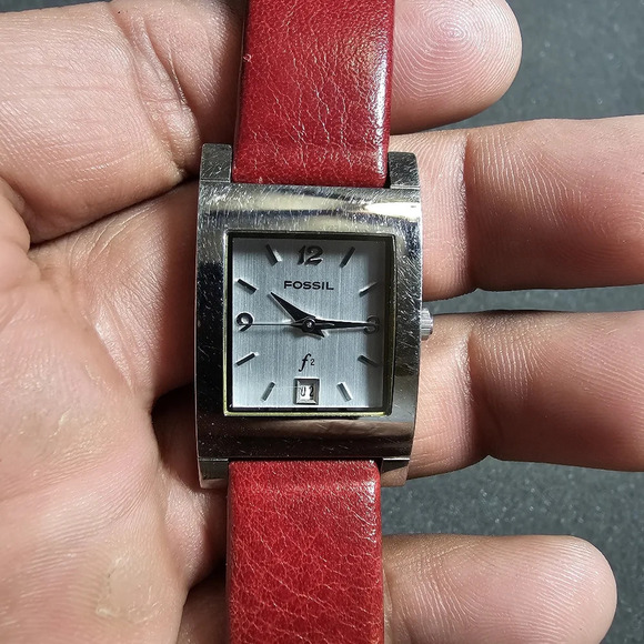 Fossil F2 Ladies Quartz Watch Silver Tone Rectangle Resd Strap Working ES-9584 s - Picture 1 of 7